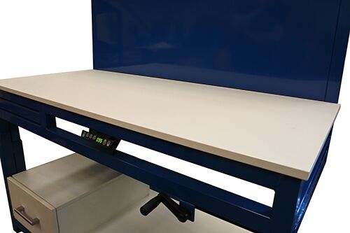 Height-adjustable-workbench-control handle crank height adjustable bench